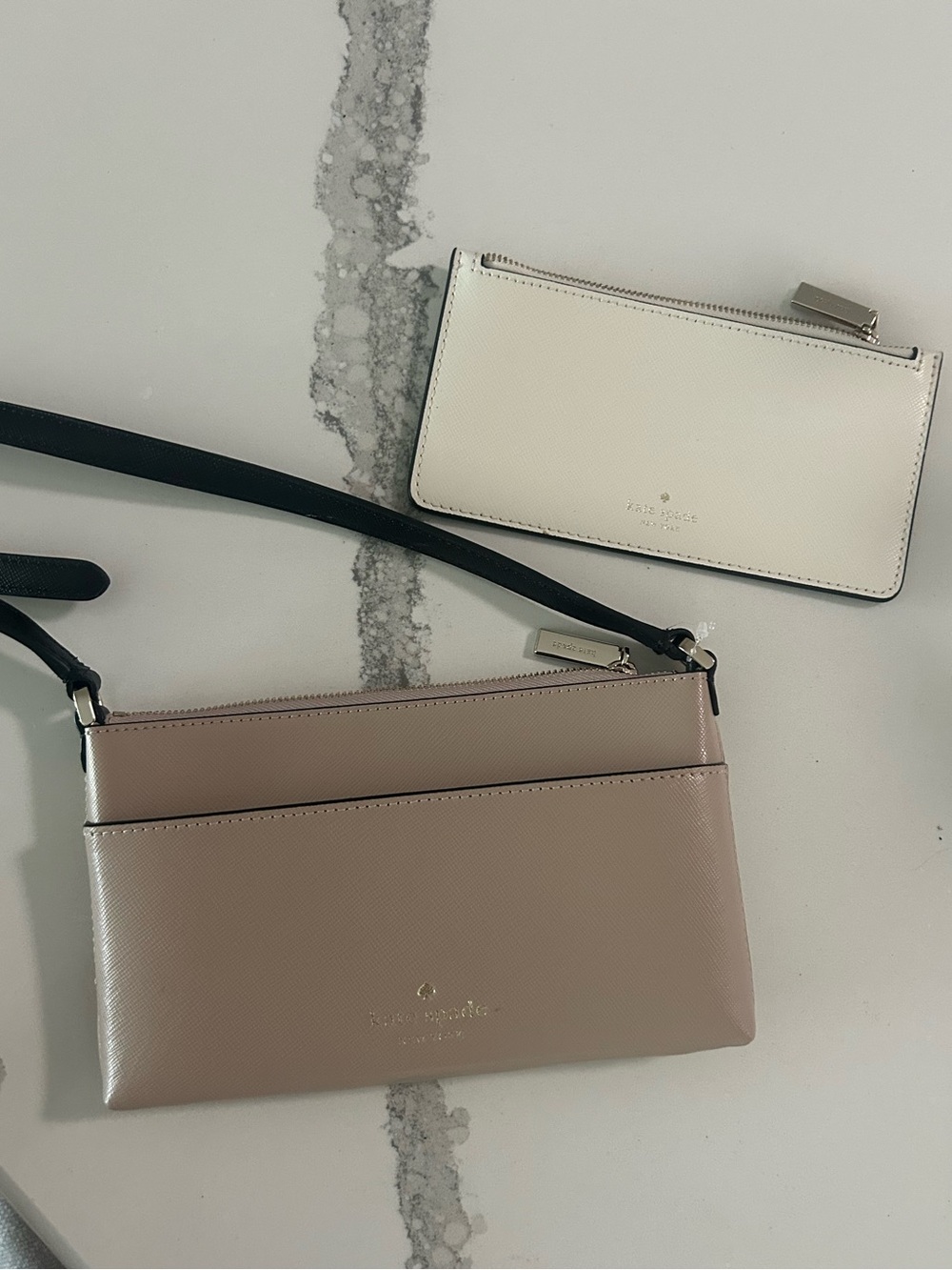 NWOT Kate Spade "Sadie" Warm Beige Colorblock Saffiano Leather
Crossbody & Pouch